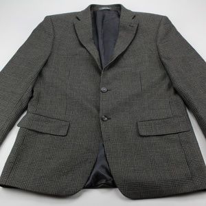 Oscar De La Renta Wool Gray Houndstooth Blazer 42R